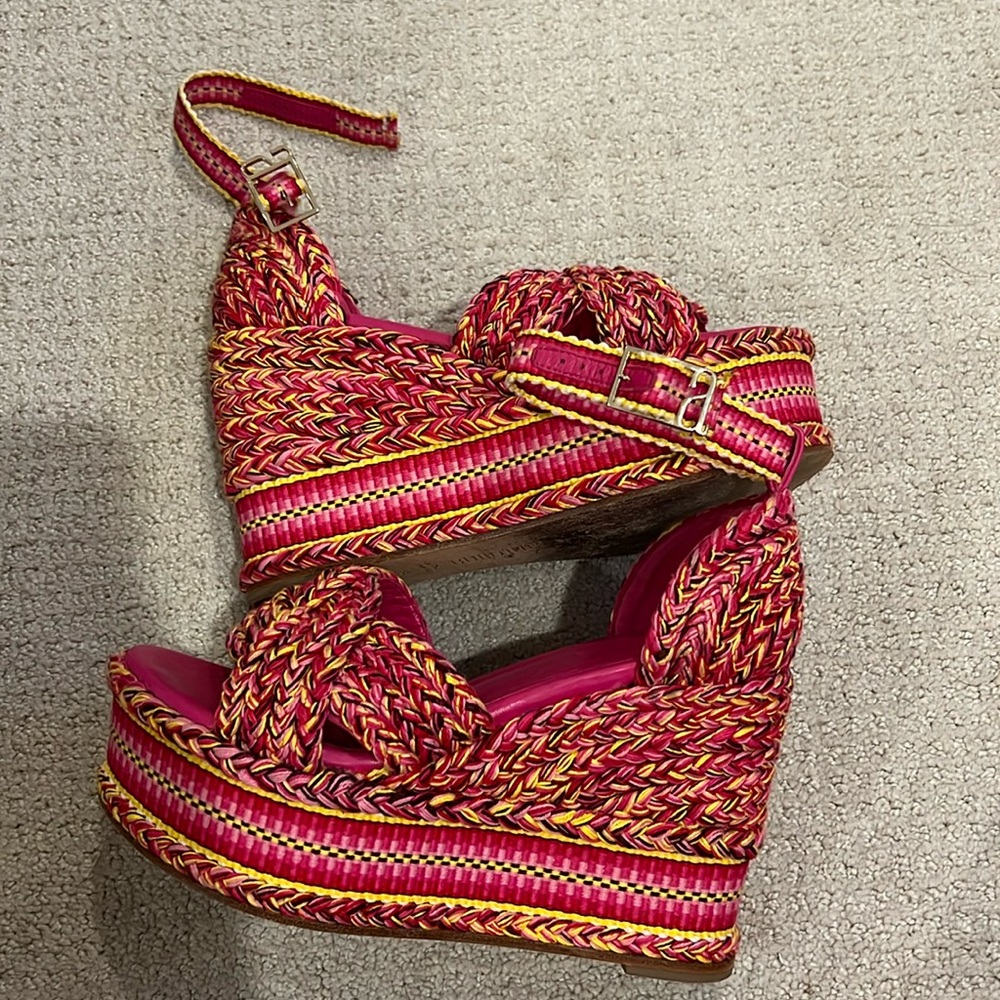 Antolina Pink and Yellow Wedges Sz 36